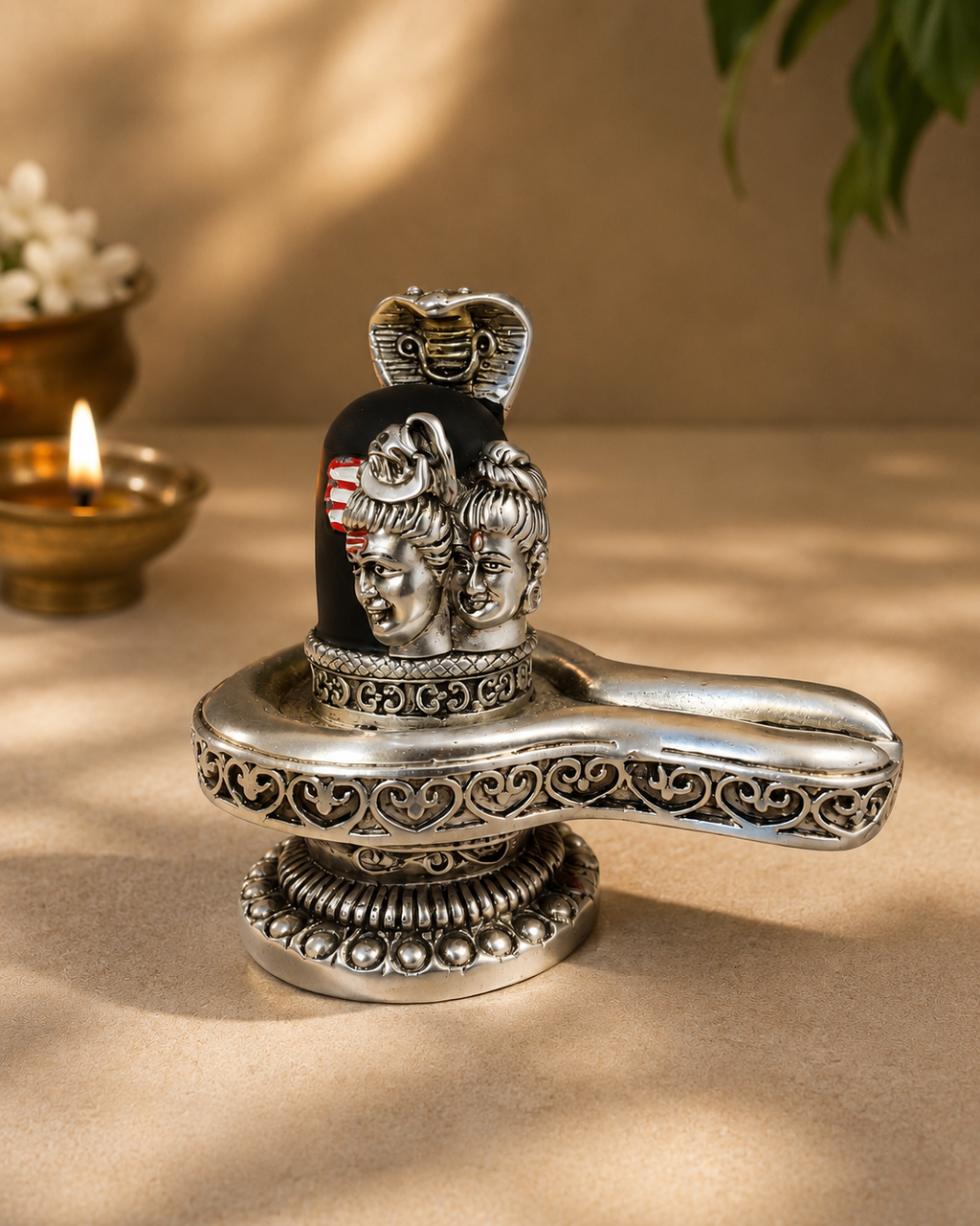 ShivShakti Silver Lingam