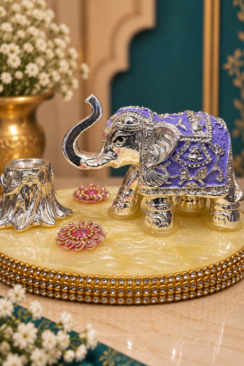 Gajraj Silver Plated Pen Stand