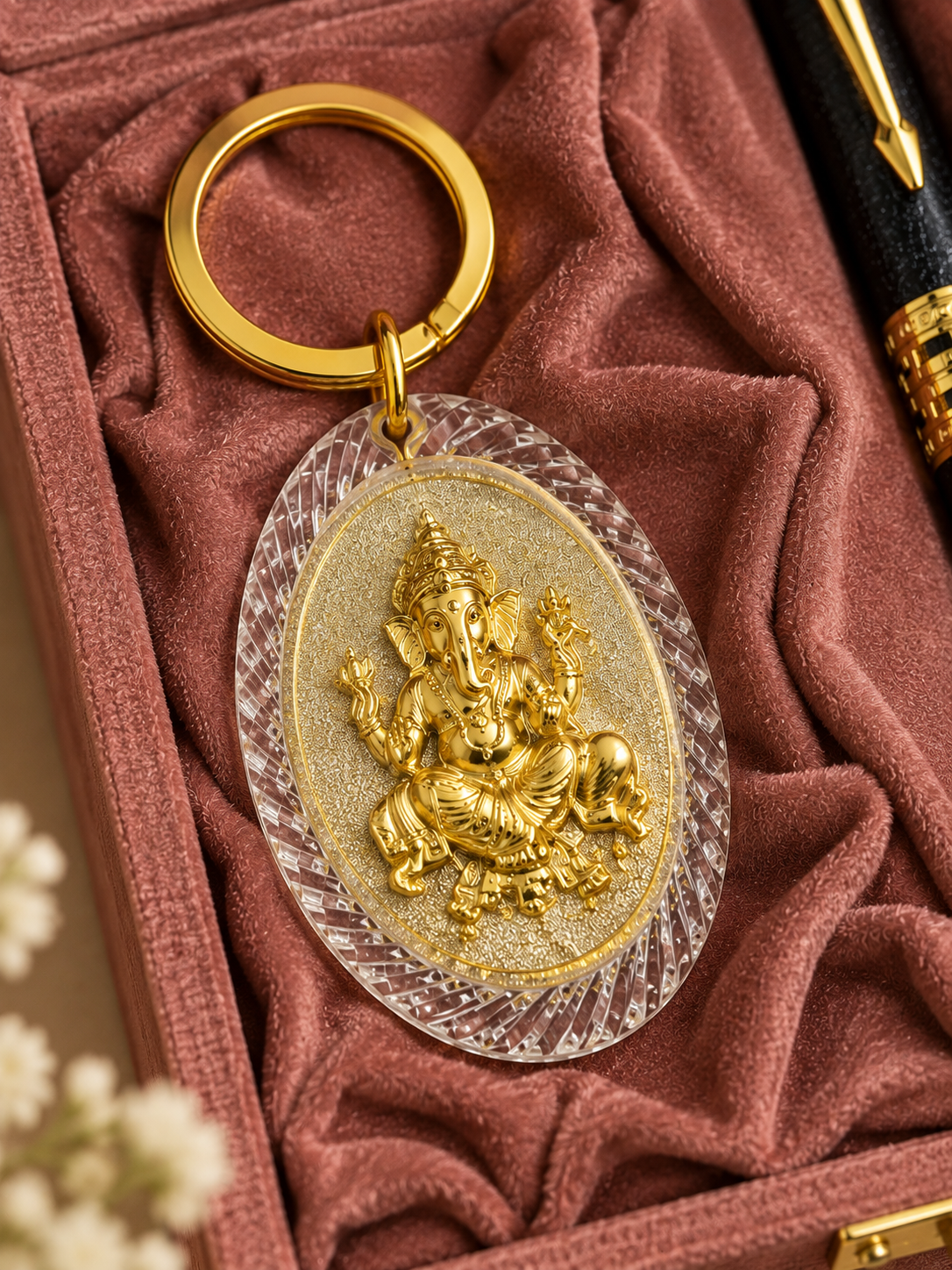 Ganesh Kirpa Silver & Gold Plated Keychain