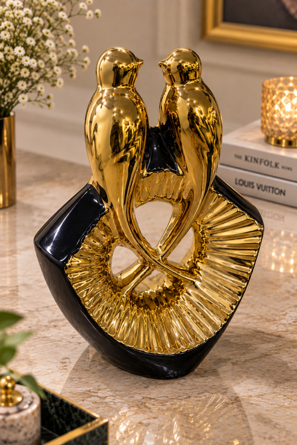 Golden Twin Bird Bond Showpiece