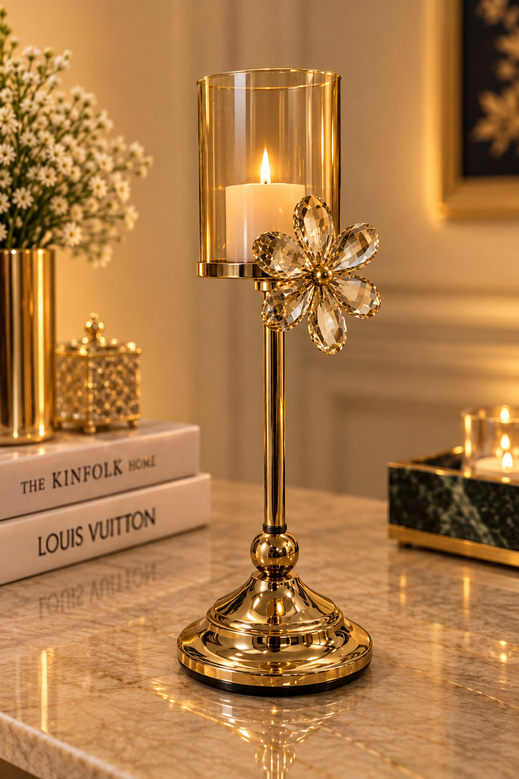 Golden Fleur Candel Holder