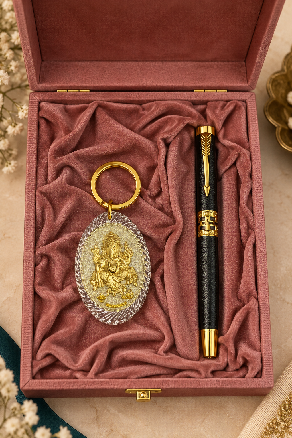 Ganesh Kirpa Silver & Gold Plated Keychain