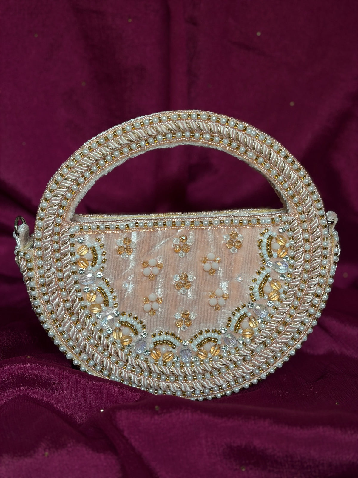 Ivory Maharani Pearl Round Bag
