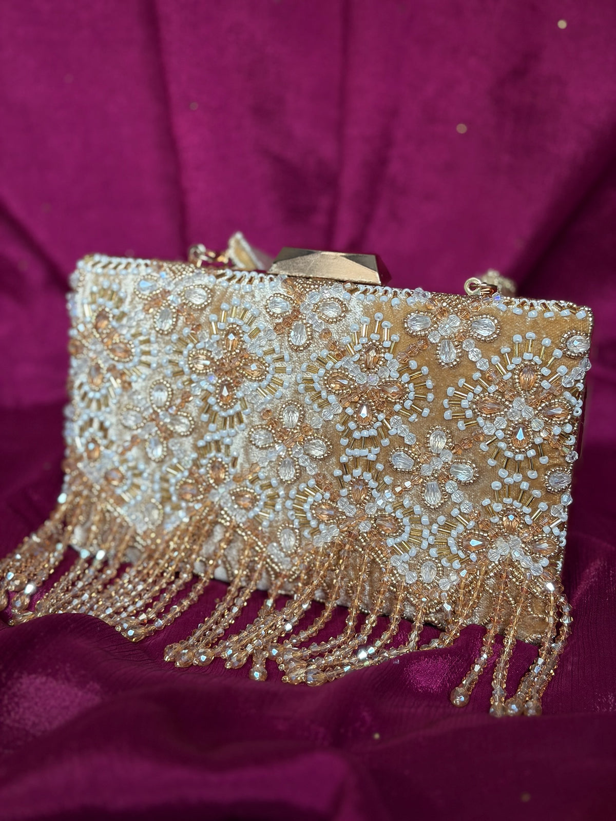 Golden Cascade Clutch Bag